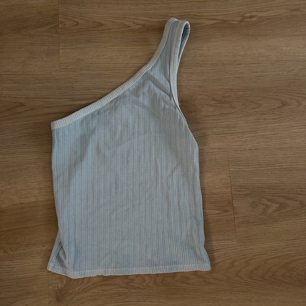 American Eagle Outfitters One-Shoulder Crop Top - Light Blue